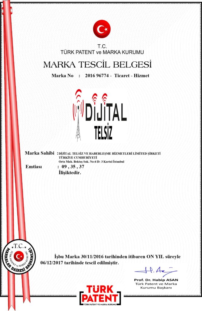 Dijital Telsiz Marka Tescilimiz